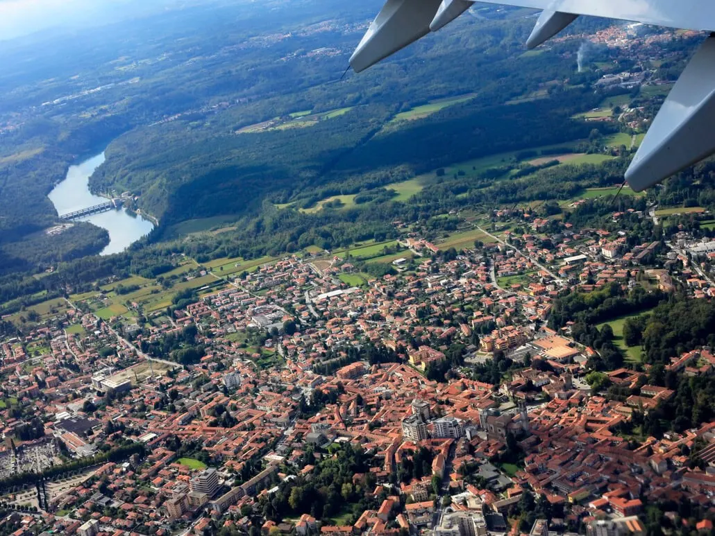 View of Bergamo from a plane