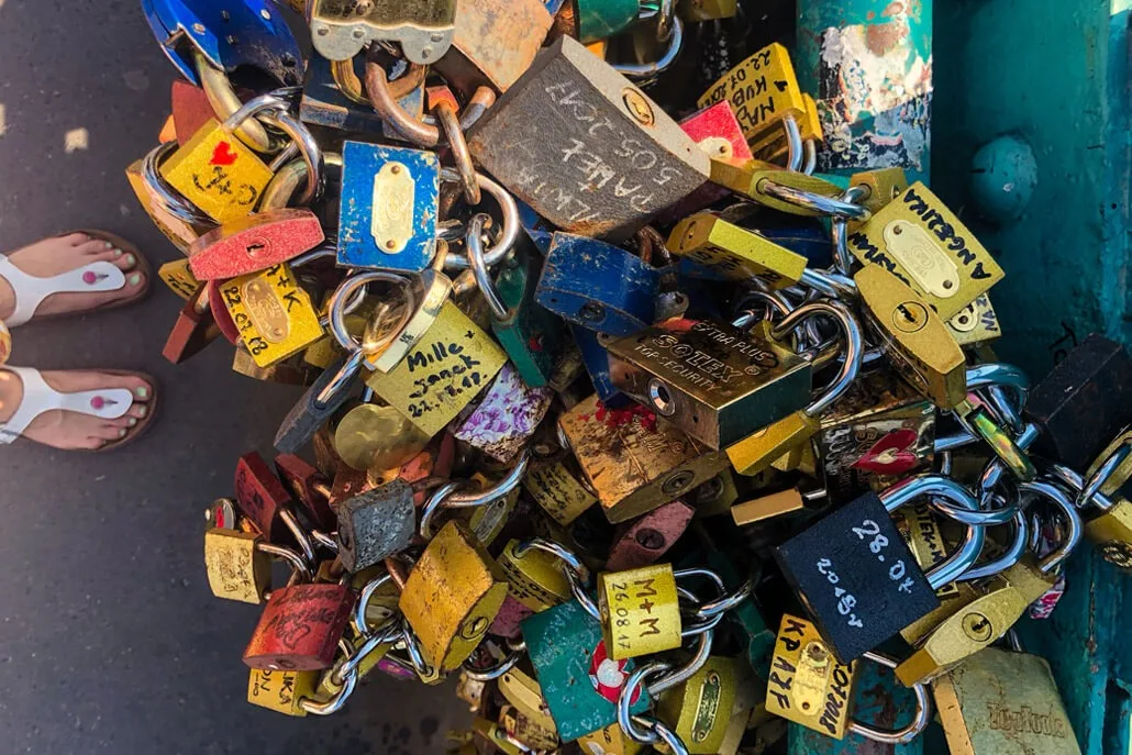 Love locks on Tumski Bridge Wroclaw