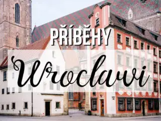 Staré město Wroclaw Polsko s textem Příběhy Wroclawi
