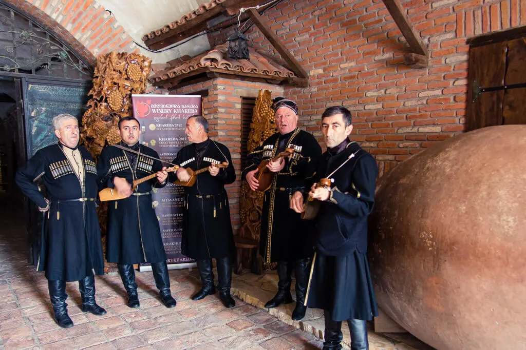 Musicians in front of Khareba Winery