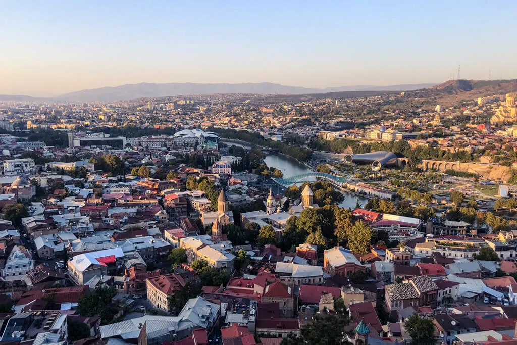 View of Tbilisi Georgia during the Golden Hour