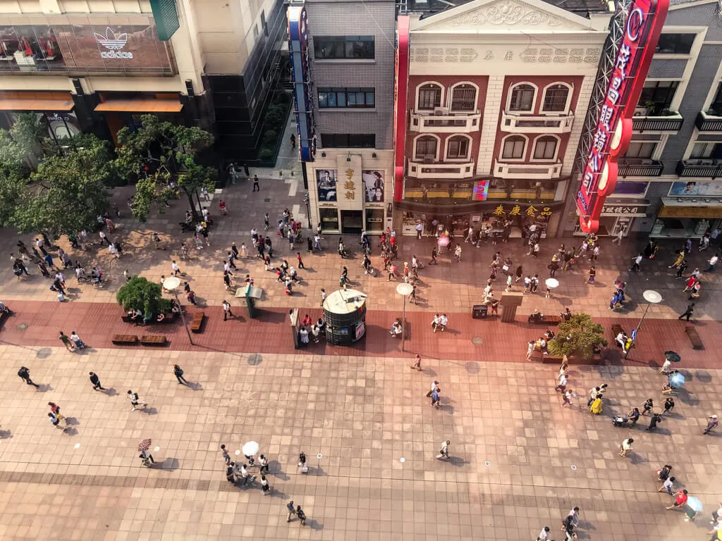 People on Shanghai's Nanjing Street Pedestrian Zone