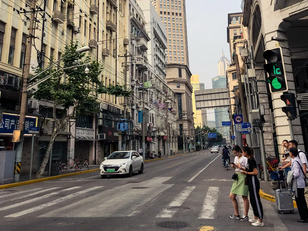 Green light on a traffic light in Shanghai China