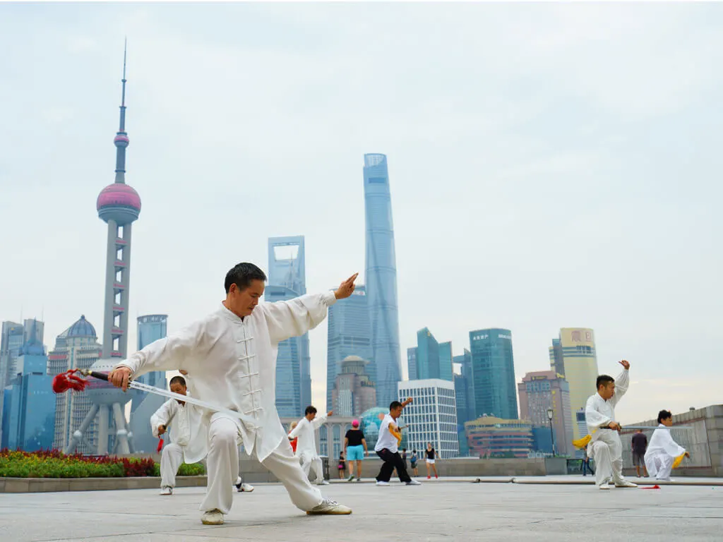 Tai chi session on the Bund in Shanghai