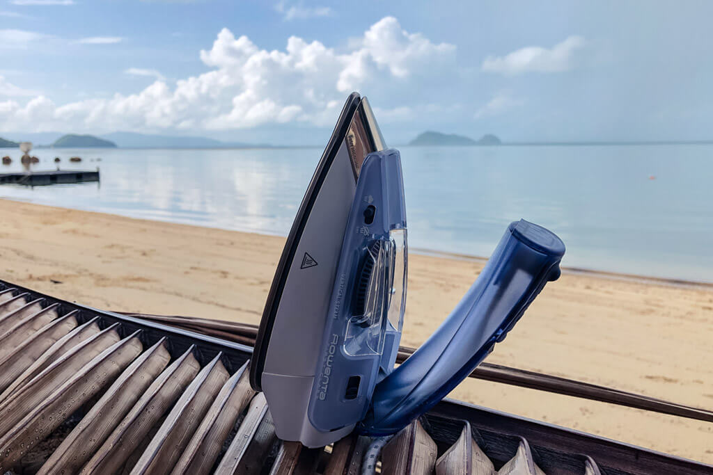 travel iron on a beach