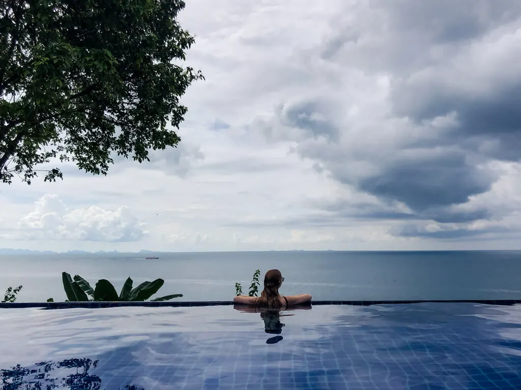 Looking out to the sea from an infinity pool