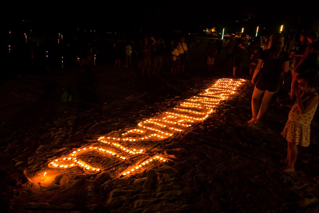 Thai writing made out of candles