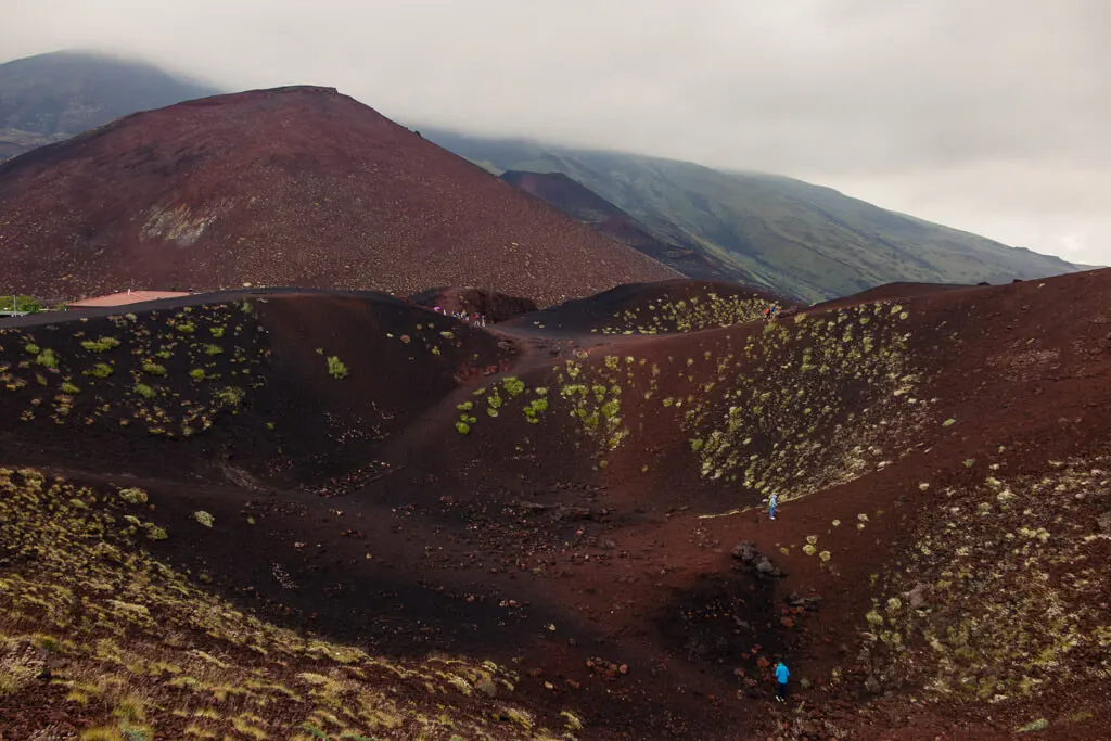 Climbing into Etna's lower craters