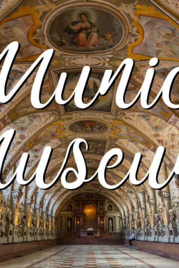 Interior of Munich Residence Castle Museum with a text overlay saying "Munich Museums"