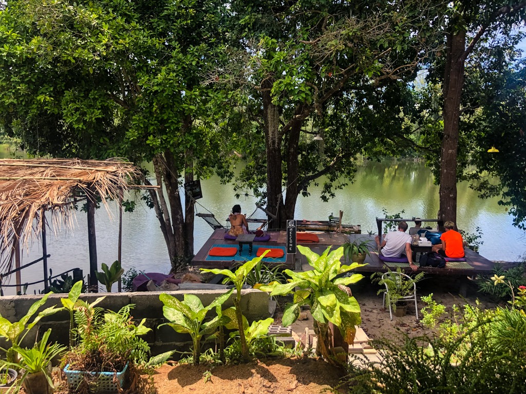 People at a lakeside café in Koh Phangan Thailand