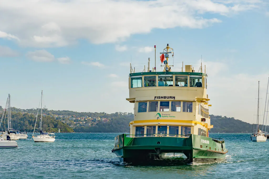 A ferry arriving to Sydney Harbour
