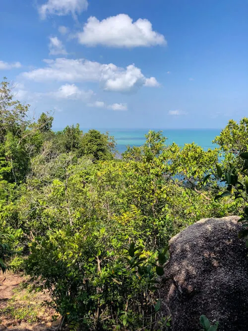 Views of greenery and the sea on a hike in Koh Phangan Thailand