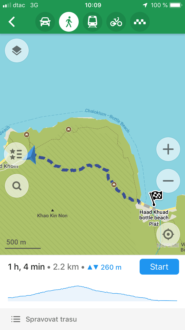 a hiking path marked on maps.me app