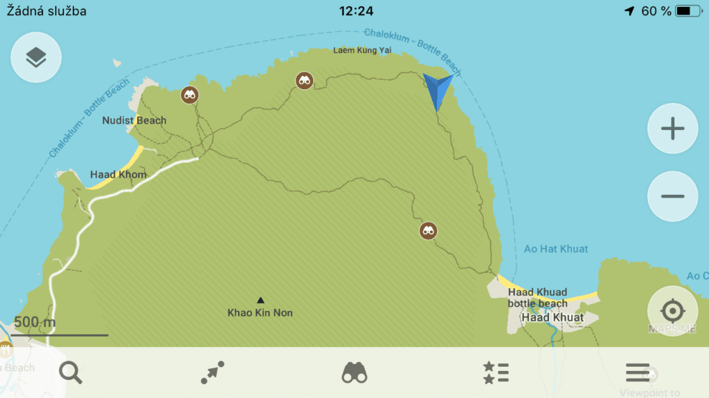 A map showing a hike in Koh Phangan Island