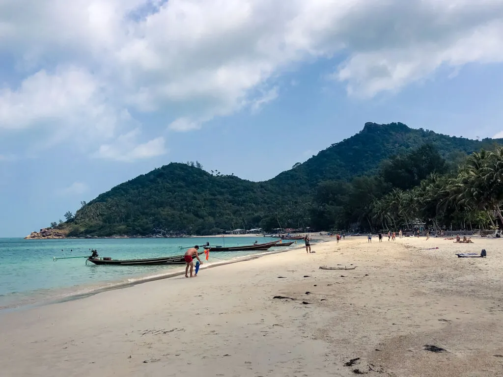 A wide long beach in Koh Phangan, Thailand