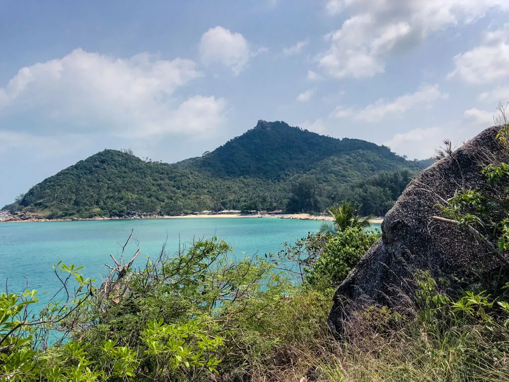 An obstructed view of a paradise beach