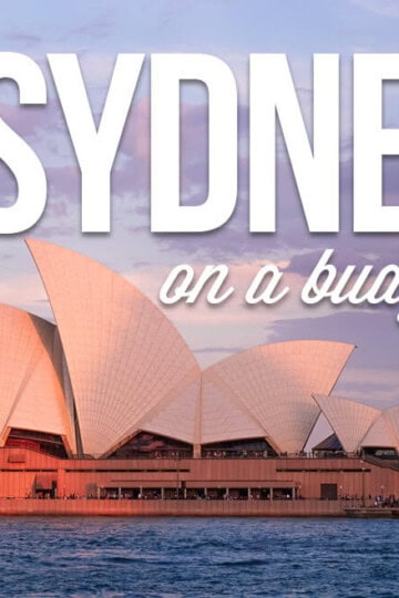 View of Sydney Opera with Text Overlay "Sydney on a budget"
