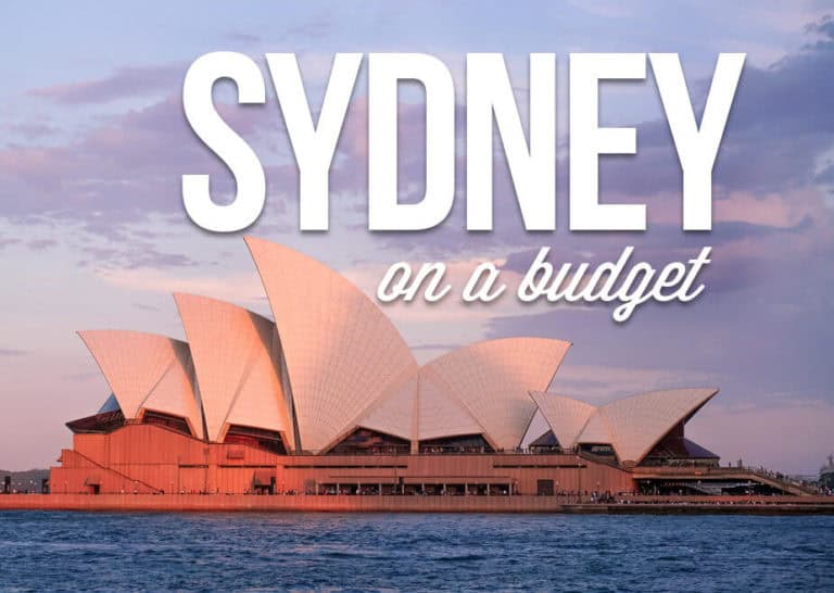 View of Sydney Opera with Text Overlay "Sydney on a budget"