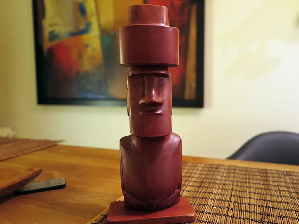 Wooden Moai statue as a travel souvenir