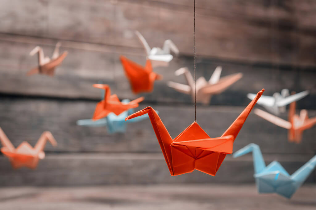 Origami paper cranes