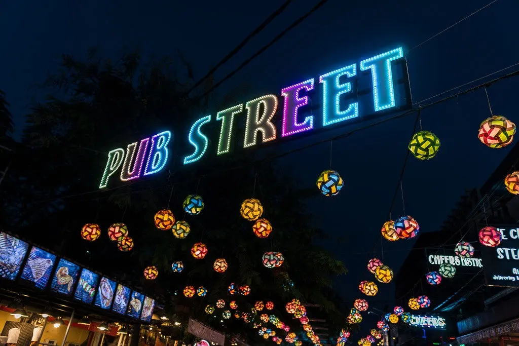 Pub Street neon sign in Siem Reap Cambodia
