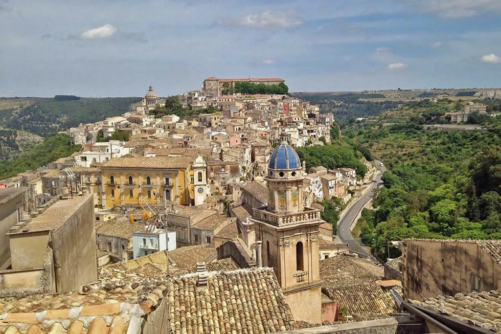 Top view of Ragusa, a town in Sicily Italy