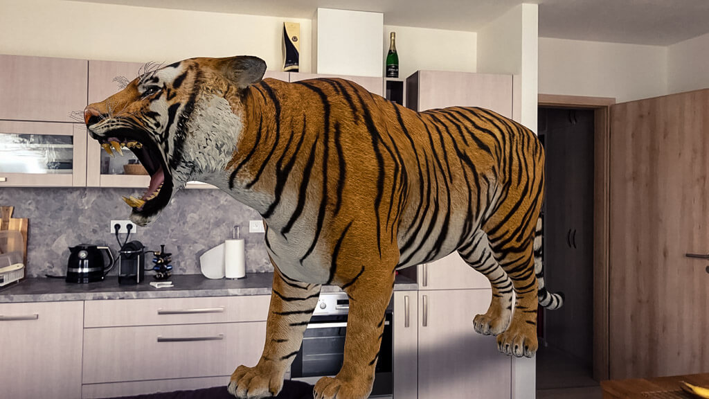 Augmented Reality tiger at home
