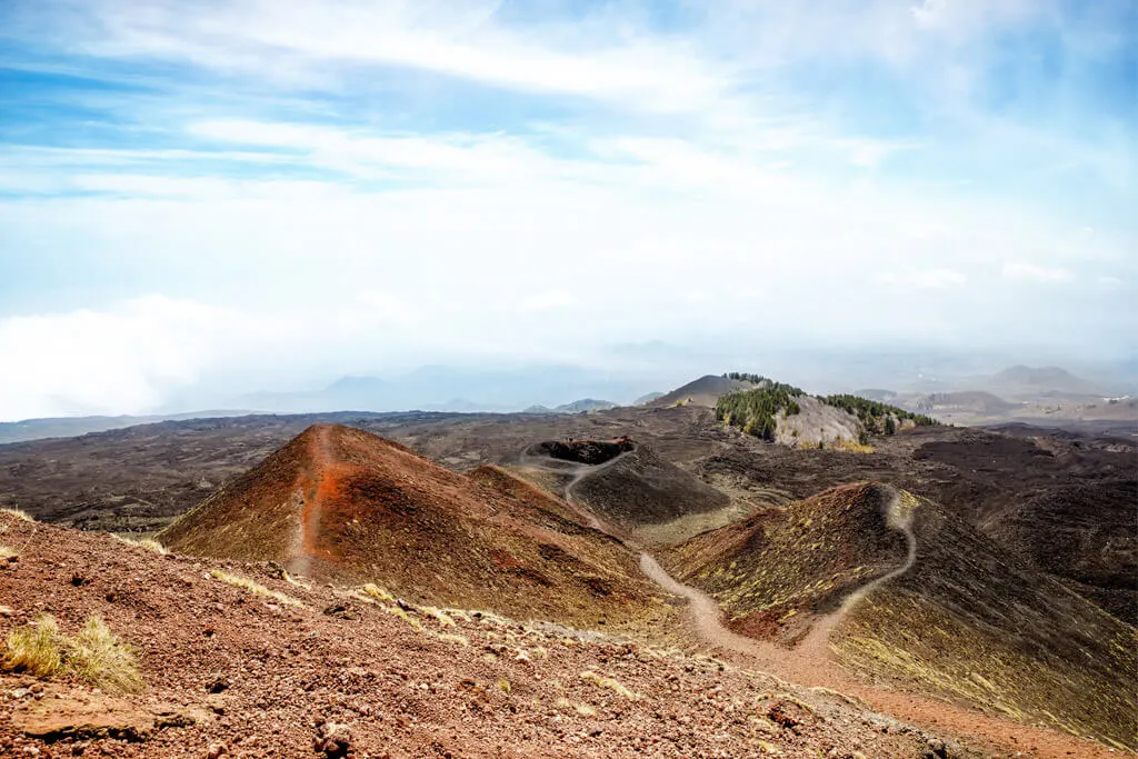 View of craters of Etna volcano