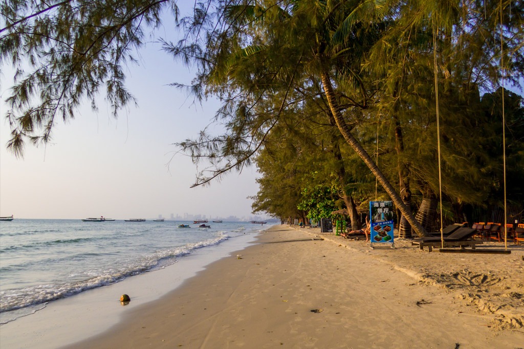 View of a beach in Cambodia at an early hour