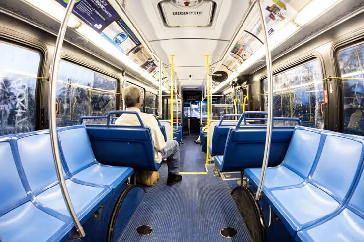 Inside a public bus in Miami