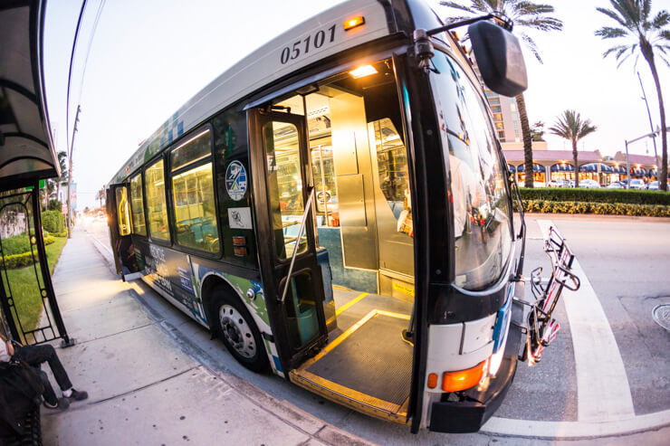 Outside view of a public bus in Miami Florida