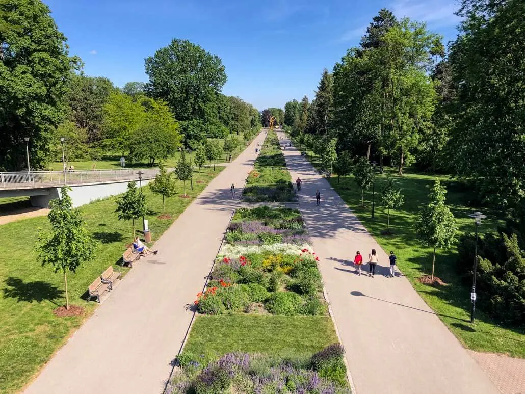 View of a park in Olomouc Czech Republic