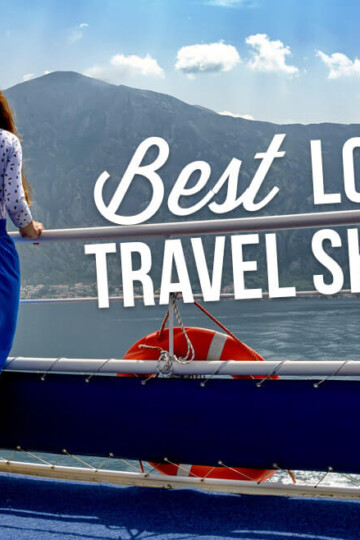 A woman standing on a boat with text overlay: Best Long Travel Skirts