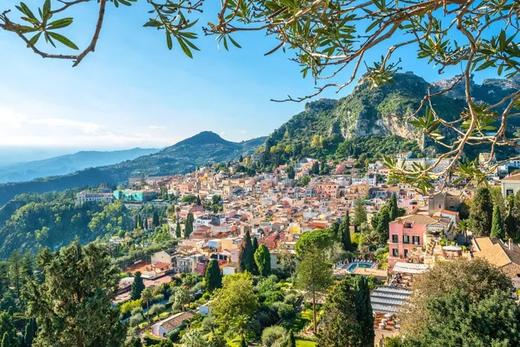 View of Taormina, Sicily from above