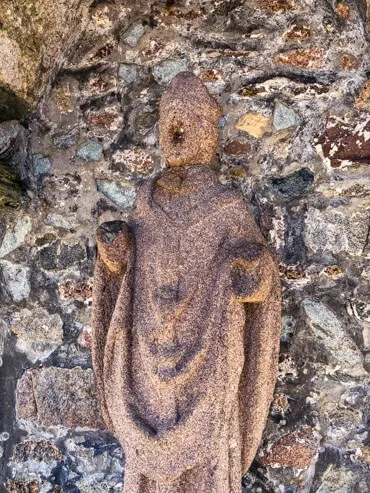 A statue of a Welsh Monk Saint-Guirec without a nose