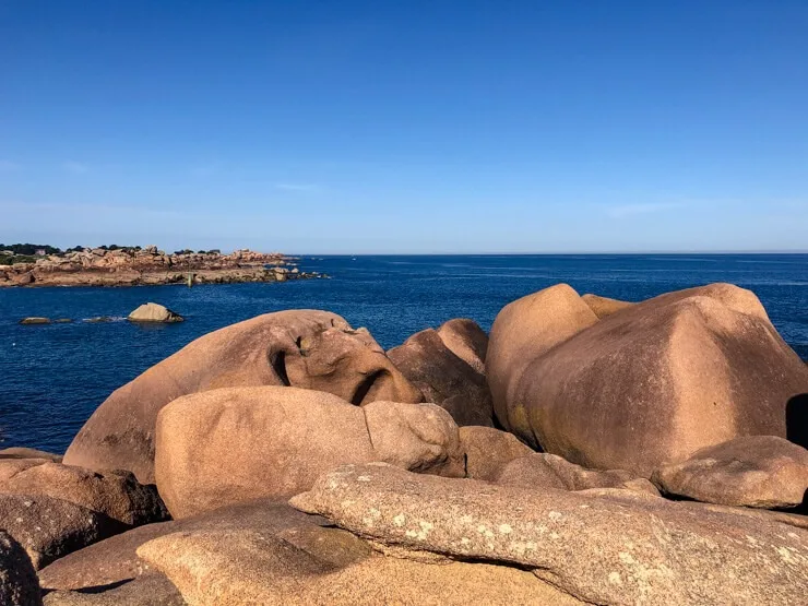 Rocks of the Pink Granite Coast with face shapes