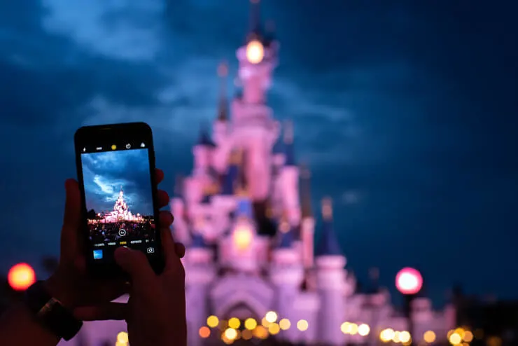 Photographing Magic Kingdom theme park at night