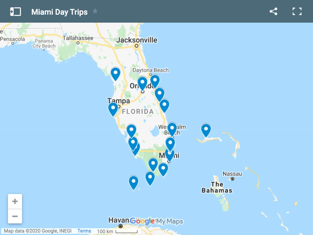 Map of Miami Day Trips