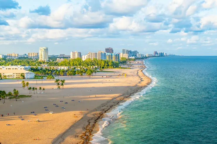 Aierial view of Fort Lauderdale coastline