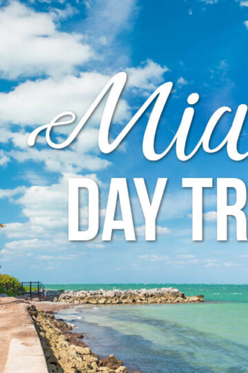 A lighthouse in Florida with text overlay: Miami Day Trips