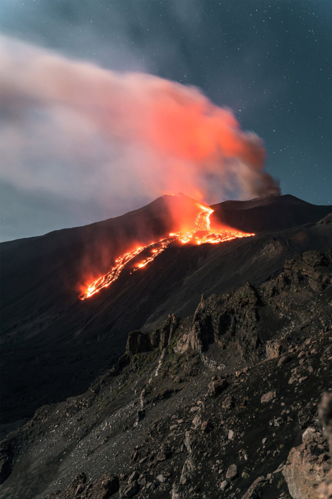 Erupting Etna Volcano in Sicily