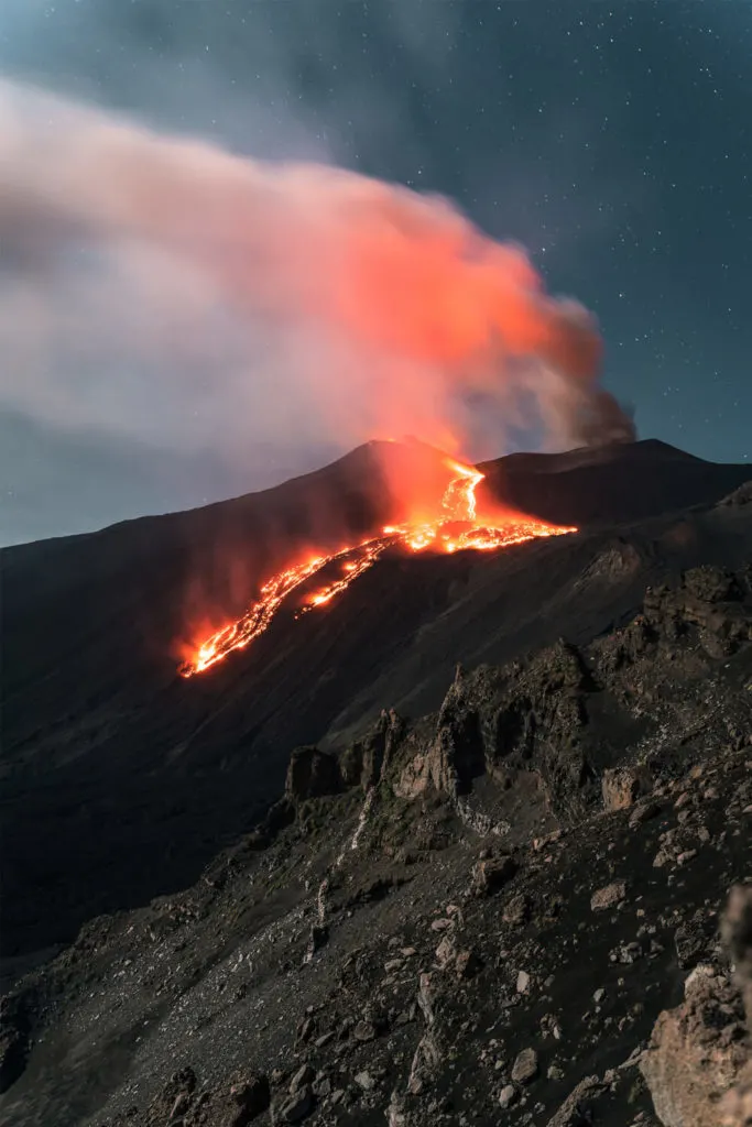 Erupting Etna Volcano in Sicily