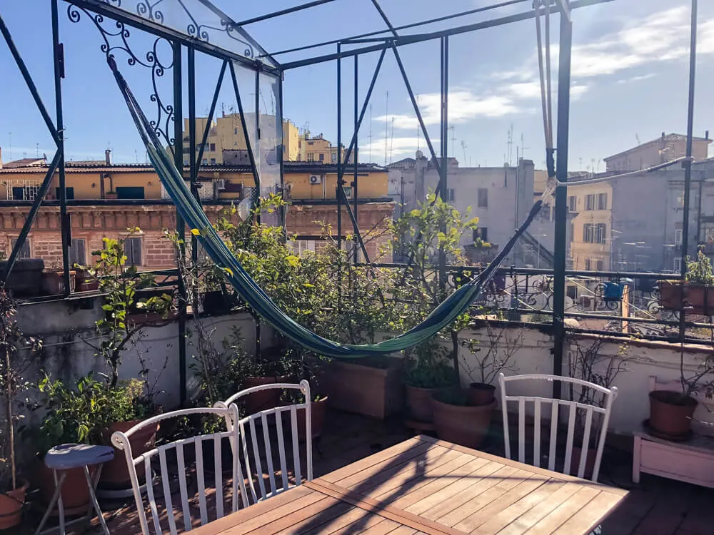 Rooftop terrace view in Rome