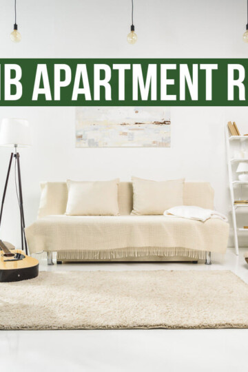 Interior with text overlay: Airbnb Apartment Reviews
