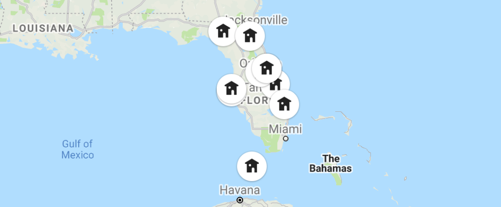 Map of Cool Airbnbs in Florida