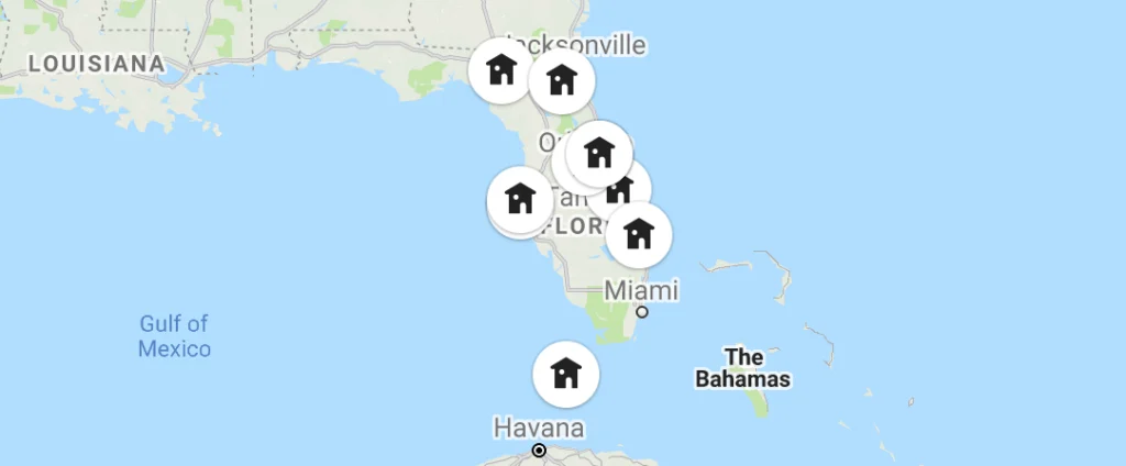 Map of Cool Airbnbs in Florida