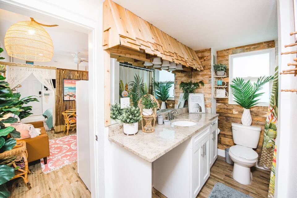 Bali-themed tiny house interior