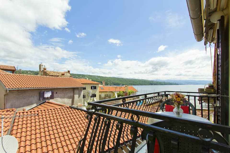 View of the sea from a balcony