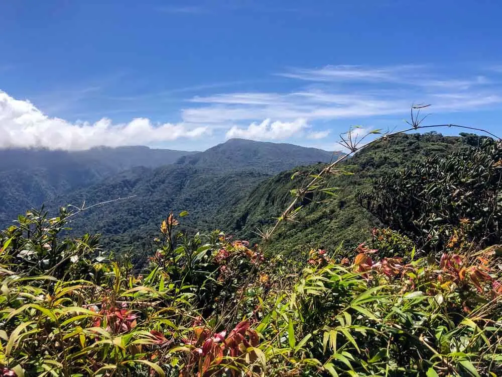 View of green hills and mountains in Costa Rica
