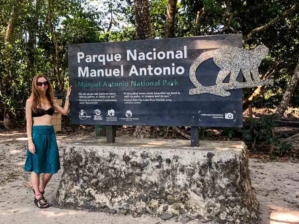 Sign of Manuel Antonio National Park in Costa Rica